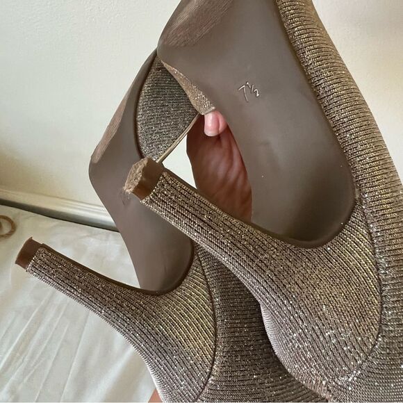Kelly & Katie Silver Gold Peep Toe Gold/silver Wedding Prom Heels Sz 7.5 SPARKLY - Picture 16 of 16